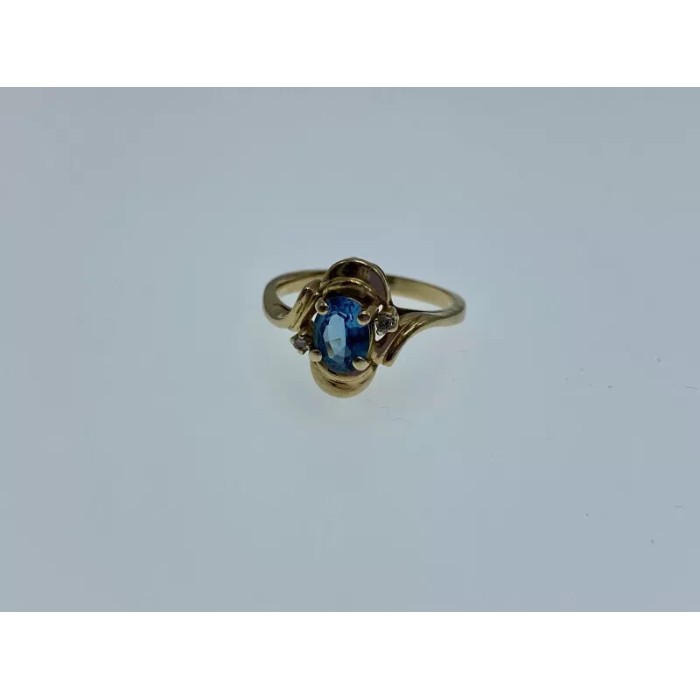 14K YELLOW GOLD TOPAZ & DIAMONDS RING SIZE 7.25