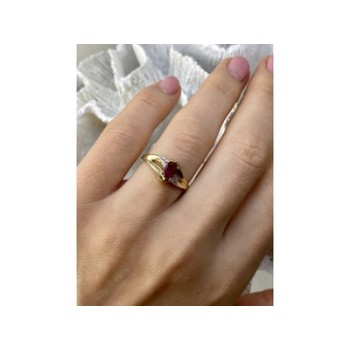 10K YELLOW GOLD RUBY & DIAMONDS RING SIZE 7