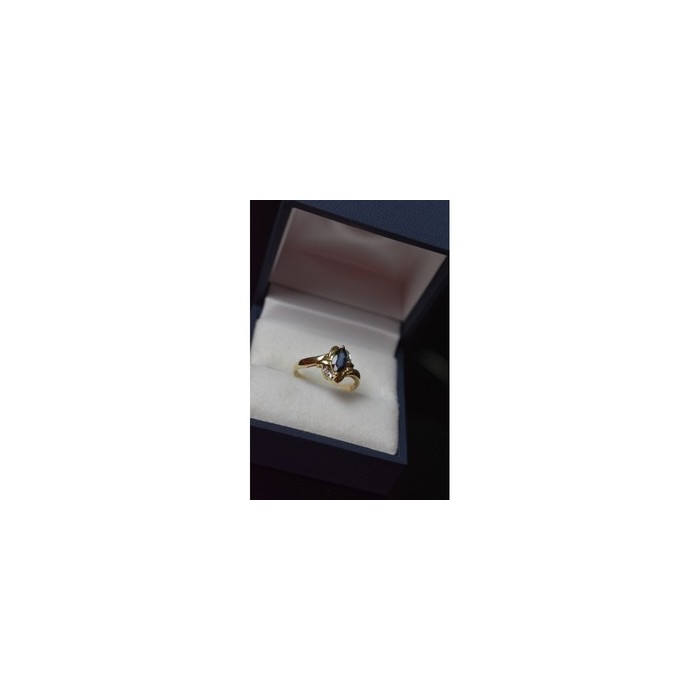 10K YELLOW GOLD BLUE TOPAZ & DIAMONDS RING SIZE 8