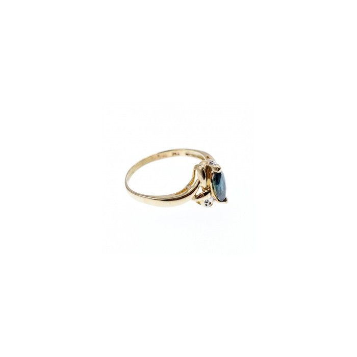 10K YELLOW GOLD BLUE TOPAZ & DIAMONDS RING SIZE 8