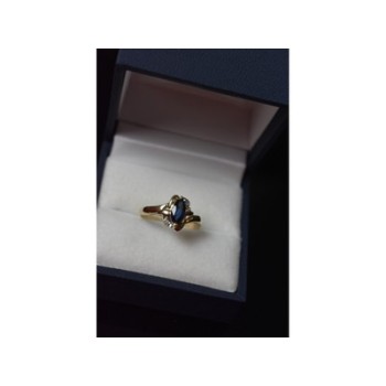 10K YELLOW GOLD BLUE TOPAZ & DIAMONDS RING SIZE 8
