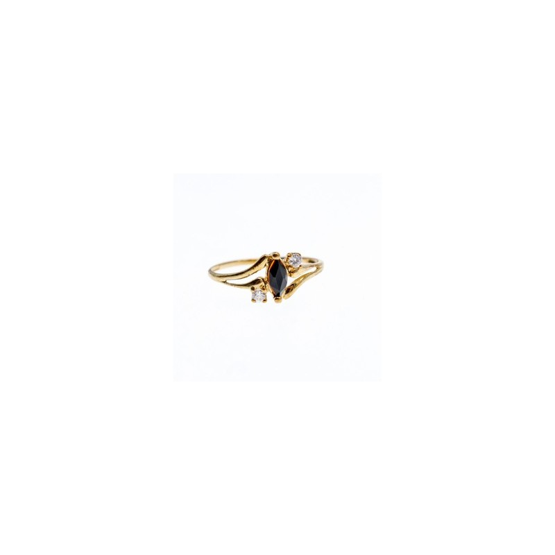 10K YELLOW GOLD SPINEL & WHITE TOPAZ  RING SIZE 5.5