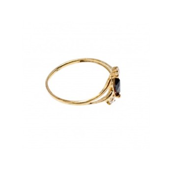 10K YELLOW GOLD SPINEL & WHITE TOPAZ  RING SIZE 5.5