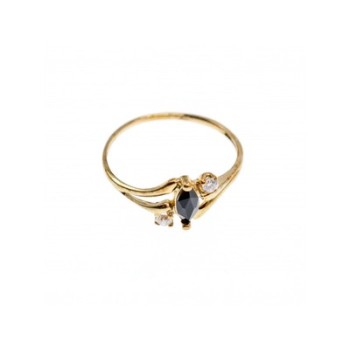 10K YELLOW GOLD SPINEL & WHITE TOPAZ  RING SIZE 5.5