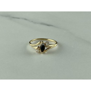 10K YELLOW GOLD SPINEL & WHITE TOPAZ  RING SIZE 5.5