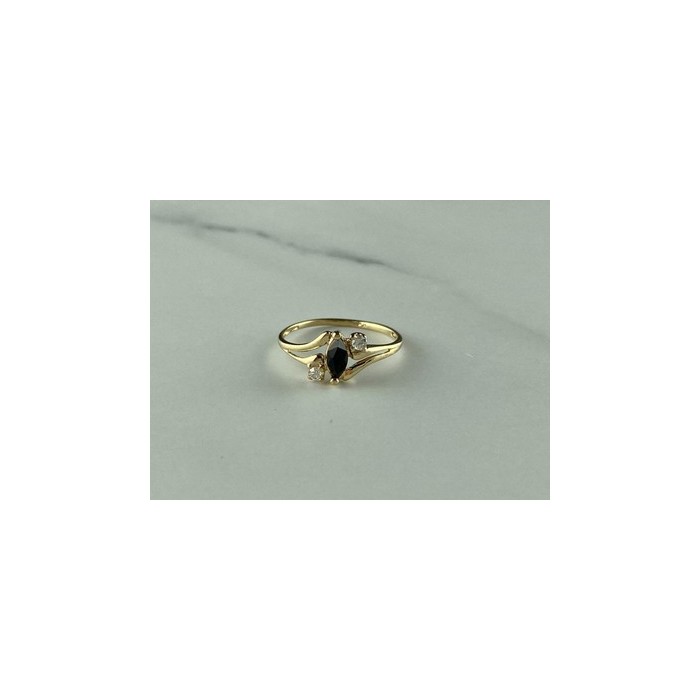 10K YELLOW GOLD SPINEL & WHITE TOPAZ  RING SIZE 5.5