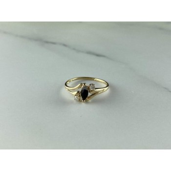 10K YELLOW GOLD SPINEL & WHITE TOPAZ  RING SIZE 5.5