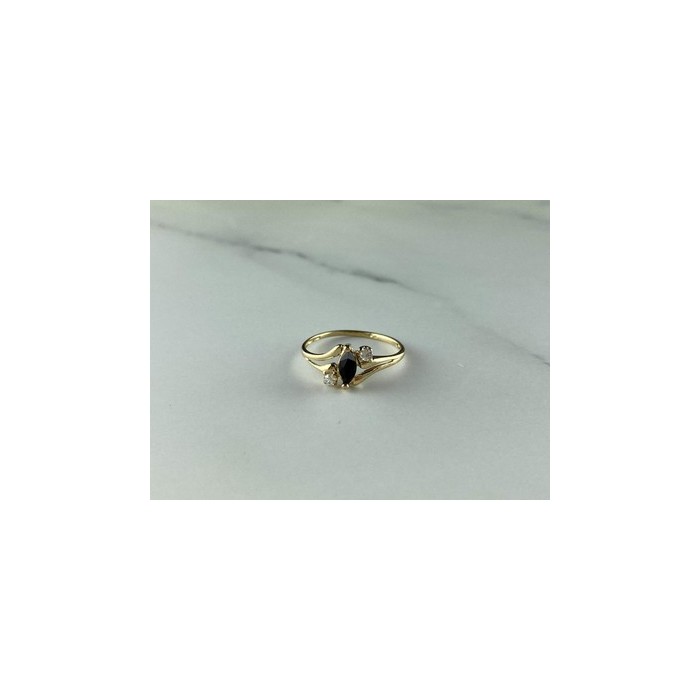 10K YELLOW GOLD SPINEL & WHITE TOPAZ  RING SIZE 5.5