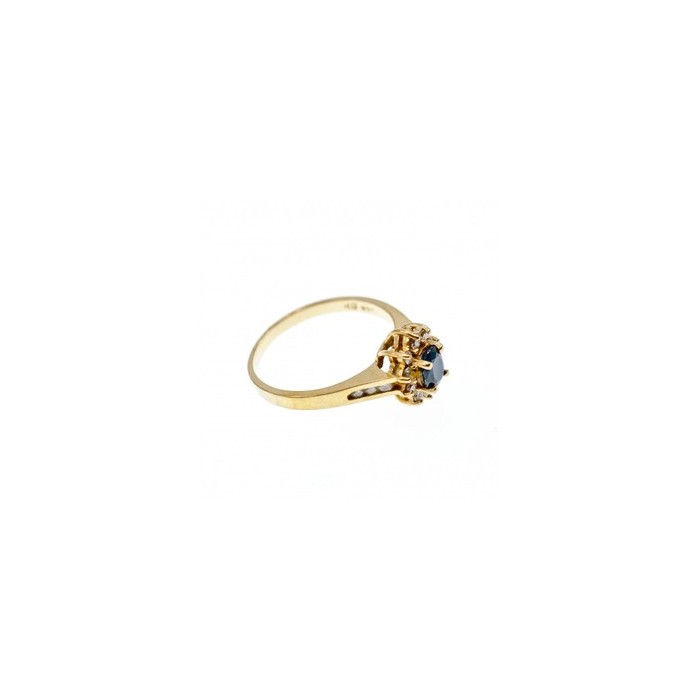 14K YELLOW GOLD DARK BLUE SPINEL & DIAMONDS RING SIZE 5.5
