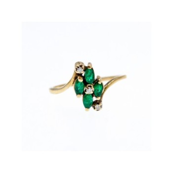 10K YELLOW GOLD  EMERALD & DIAMONDS RING SIZE 6.75