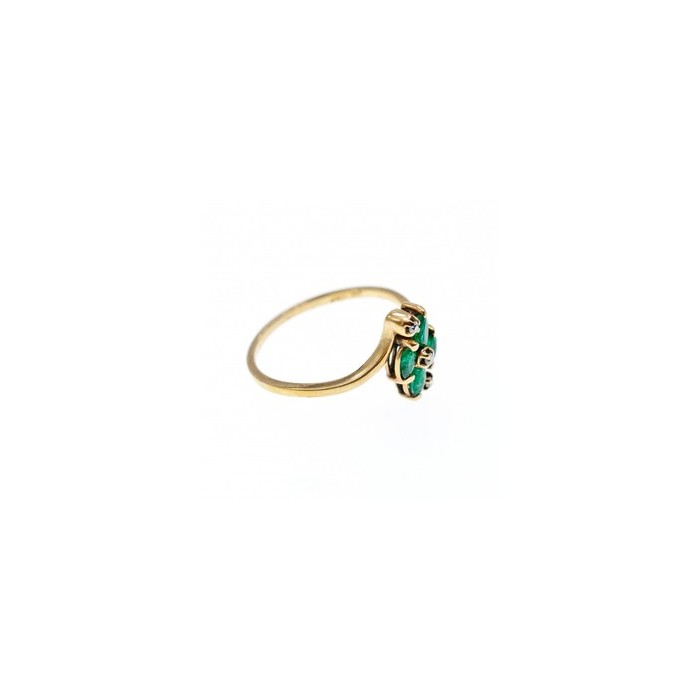 10K YELLOW GOLD  EMERALD & DIAMONDS RING SIZE 6.75