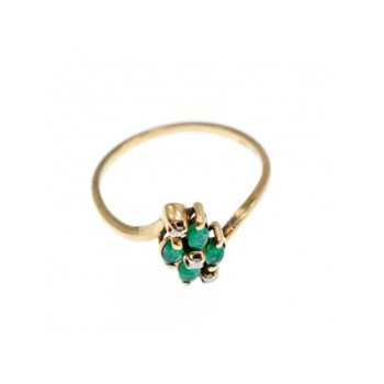 10K YELLOW GOLD  EMERALD & DIAMONDS RING SIZE 6.75