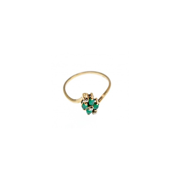 10K YELLOW GOLD  EMERALD & DIAMONDS RING SIZE 6.75