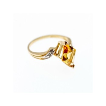 10K YELLOW GOLD HELIODOR & DIAMONDS RING SIZE 7