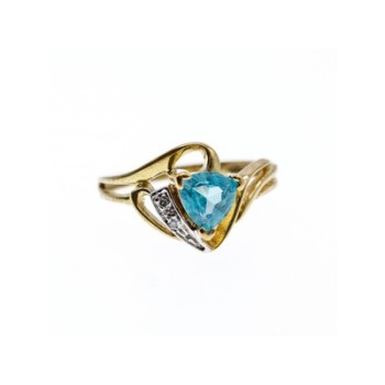 10K YELLOW GOLD TOPAZ & DIAMONDS RING SIZE 6.75