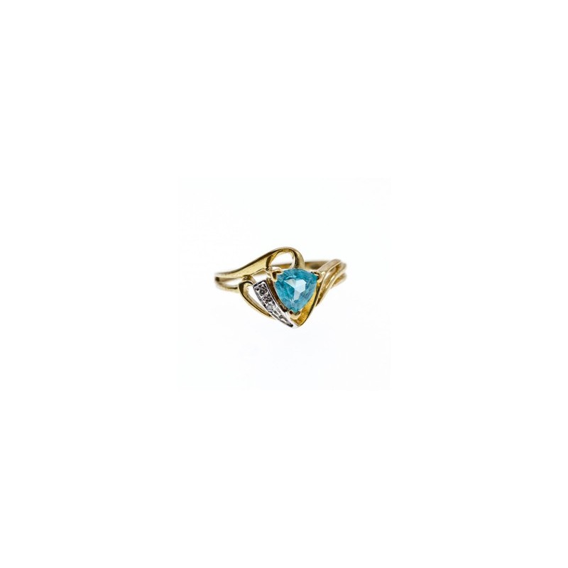10K YELLOW GOLD TOPAZ & DIAMONDS RING SIZE 6.75