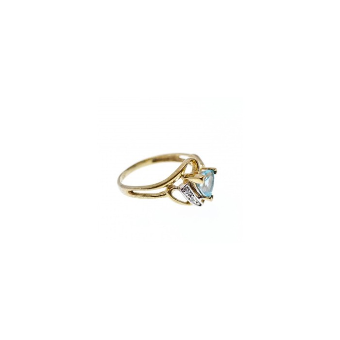 10K YELLOW GOLD TOPAZ & DIAMONDS RING SIZE 6.75
