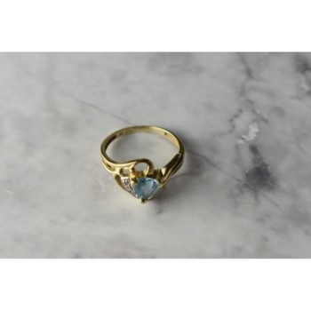 10K YELLOW GOLD TOPAZ & DIAMONDS RING SIZE 6.75