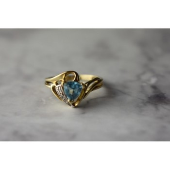 10K YELLOW GOLD TOPAZ & DIAMONDS RING SIZE 6.75