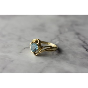 10K YELLOW GOLD TOPAZ & DIAMONDS RING SIZE 6.75