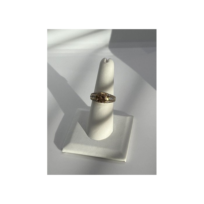 925 Sterling Silver Citrine CZ Ring Size 6.5