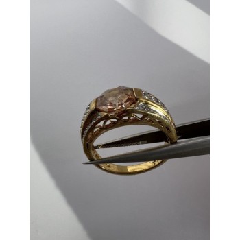 925 Sterling Silver Citrine CZ Ring Size 6.5