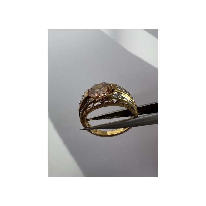 925 Sterling Silver Citrine CZ Ring Size 6.5