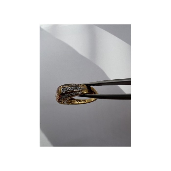 925 Sterling Silver Citrine CZ Ring Size 6.5