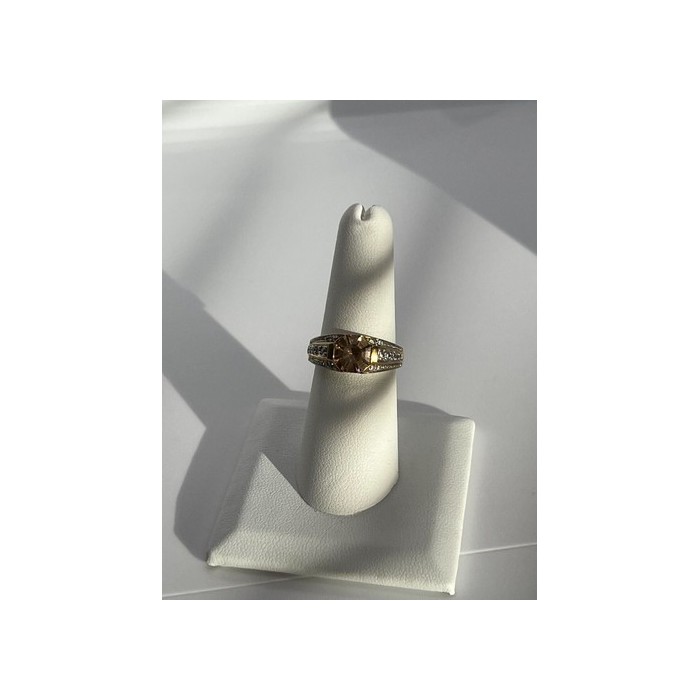 925 Sterling Silver Citrine CZ Ring Size 6.5