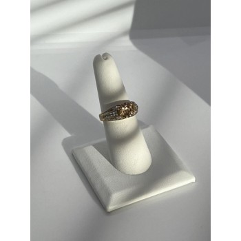 925 Sterling Silver Citrine CZ Ring Size 6.5