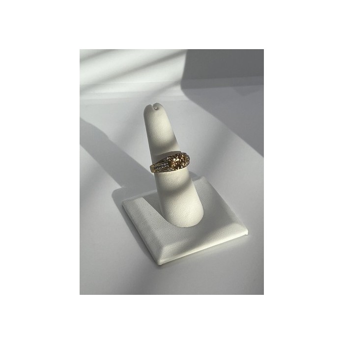 925 Sterling Silver Citrine CZ Ring Size 6.5