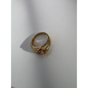 925 Sterling Silver Citrine CZ Ring Size 6.5