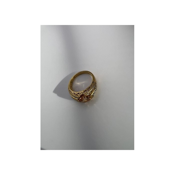 925 Sterling Silver Citrine CZ Ring Size 6.5