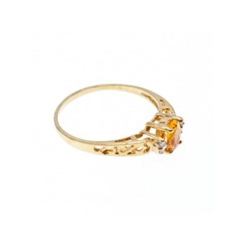 14K YELLOW GOLD CITRINE & DIAMONDS RING SIZE 8