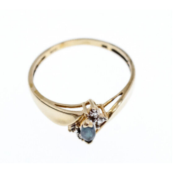 10K YELLOW GOLD BLUE SPINEL & DIAMONDS RING SIZE 8