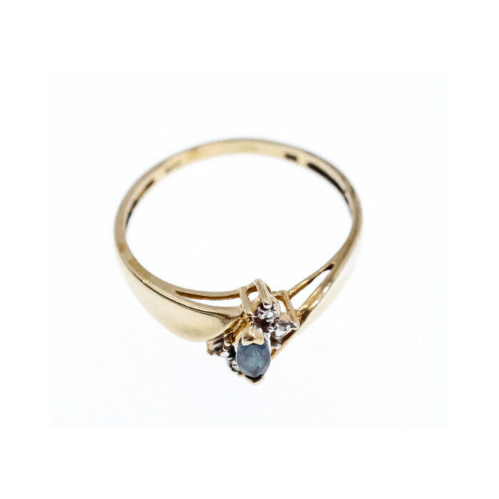 10K YELLOW GOLD BLUE SPINEL & DIAMONDS RING SIZE 8