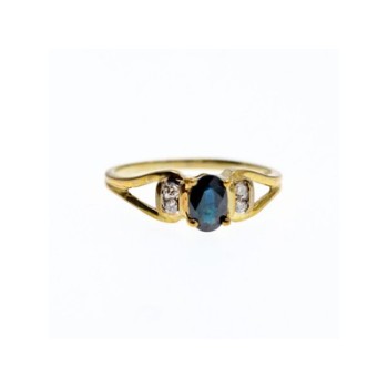 10K YELLOW GOLD BLUE SPINEL & DIAMONDS RING SIZE 8