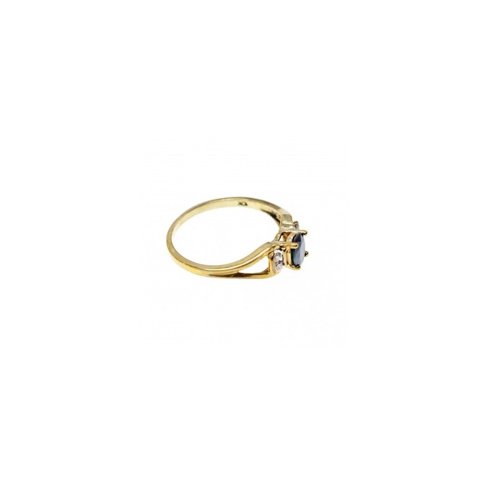 10K YELLOW GOLD BLUE SPINEL & DIAMONDS RING SIZE 8