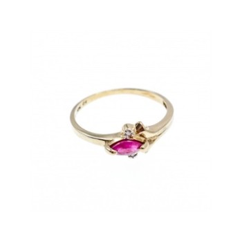 10K YELLOW GOLD RUBY & DIAMONDS RING SIZE 6.75