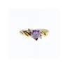 10K YELLOW GOLD AMETHYST & DIAMONDS HEART RING SIZE 6.75