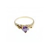 10K YELLOW GOLD AMETHYST & DIAMONDS HEART RING SIZE 6.75