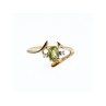 10K YELLOW GOLD PERIDOT & DIAMONDS RING SIZE 7