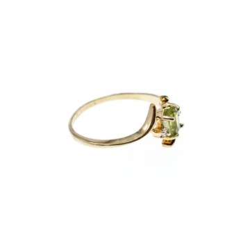 10K YELLOW GOLD PERIDOT & DIAMONDS RING SIZE 7
