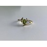 10K YELLOW GOLD PERIDOT & DIAMONDS RING SIZE 7
