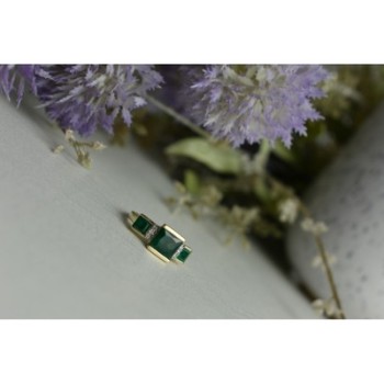 10K YELLOW GOLD EMERALD & DIAMONDS RING SIZE 5.5