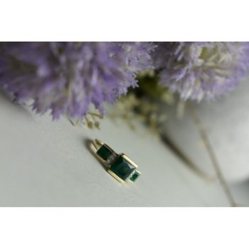 10K YELLOW GOLD EMERALD & DIAMONDS RING SIZE 5.5