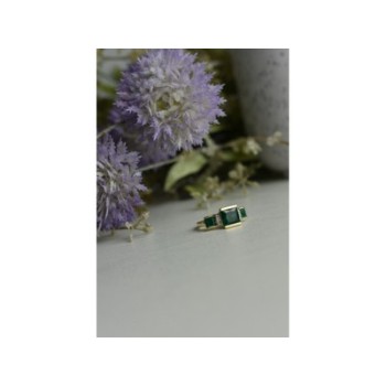 10K YELLOW GOLD EMERALD & DIAMONDS RING SIZE 5.5