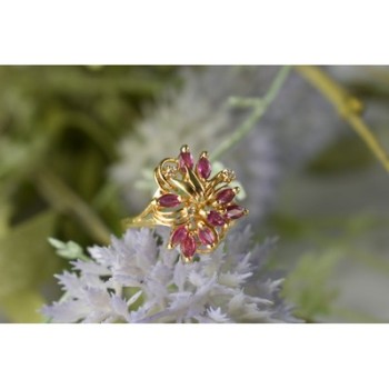 14K YELLOW GOLD SPINEL & DIAMONDS RING SIZE 10.5