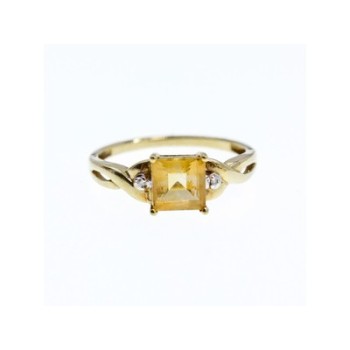 10K YELLOW GOLD TOURMALINE & DIAMONDS RING SIZE 8