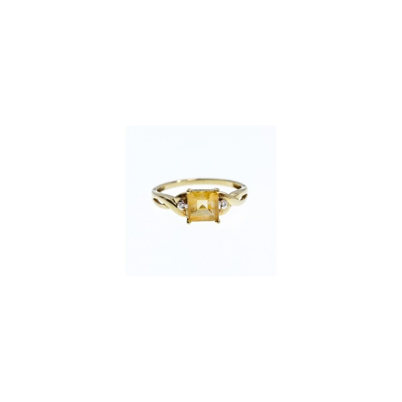 10K YELLOW GOLD TOURMALINE & DIAMONDS RING SIZE 8